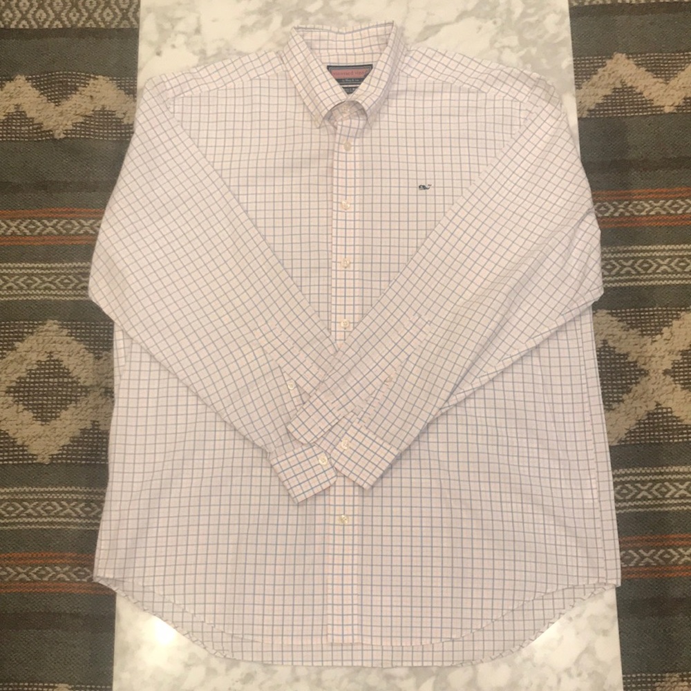 Vineyard Vines White/Blue/Pink Tattersall Shirt